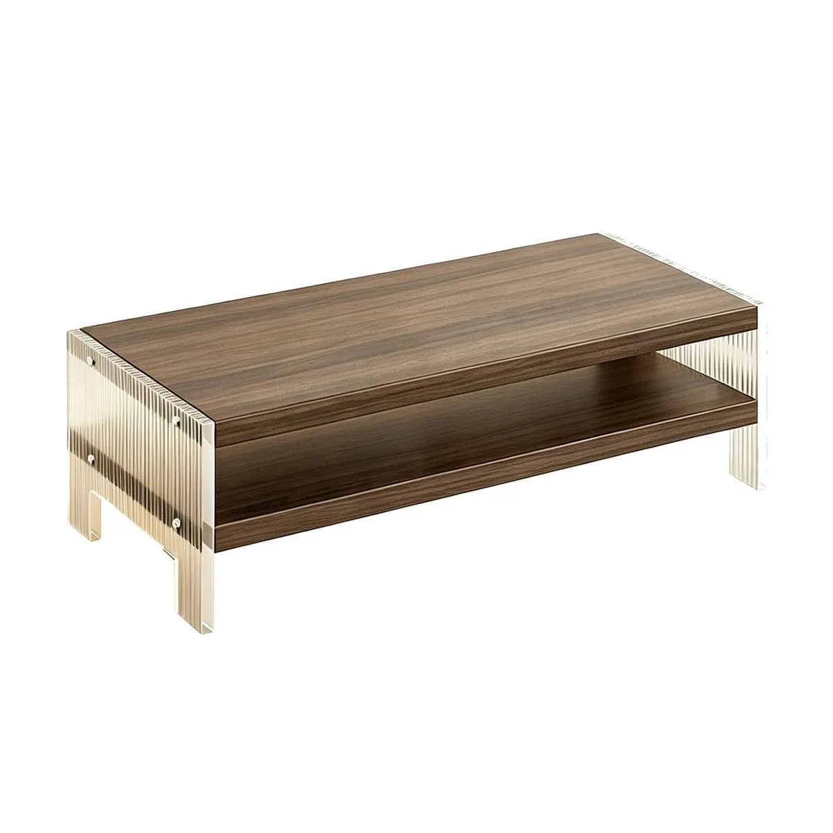 2-Tier Monitor Computer Stand Riser Acrylic DesktStorage Organizer TableTop - Walnut