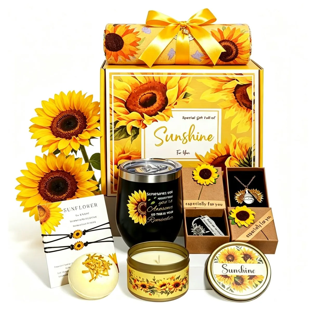 Sunflower Gifts for Women,Relaxation Spa Gift Set,Unique Gift Basket Set
