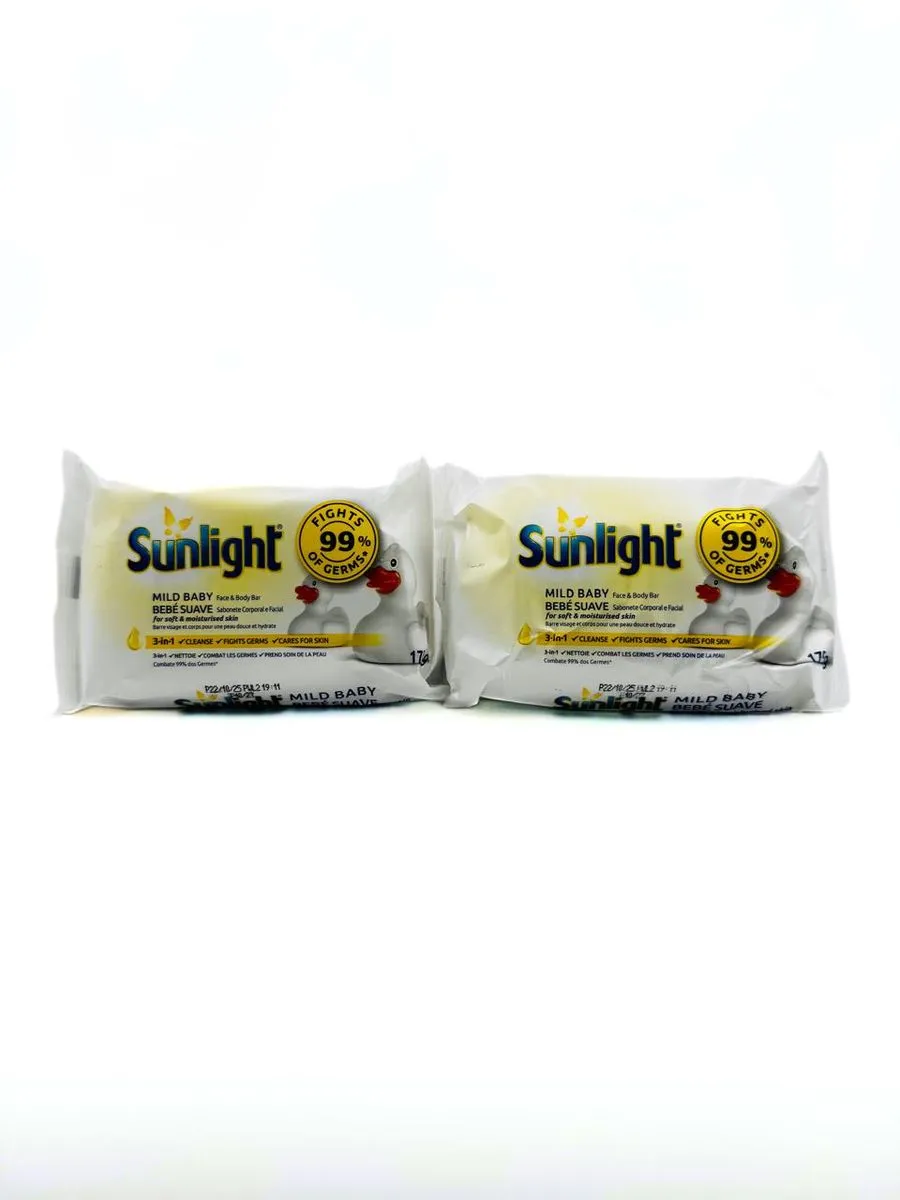 Sunlight Mild Baby Cleansing Face and Body Bar Soap 175g x 2