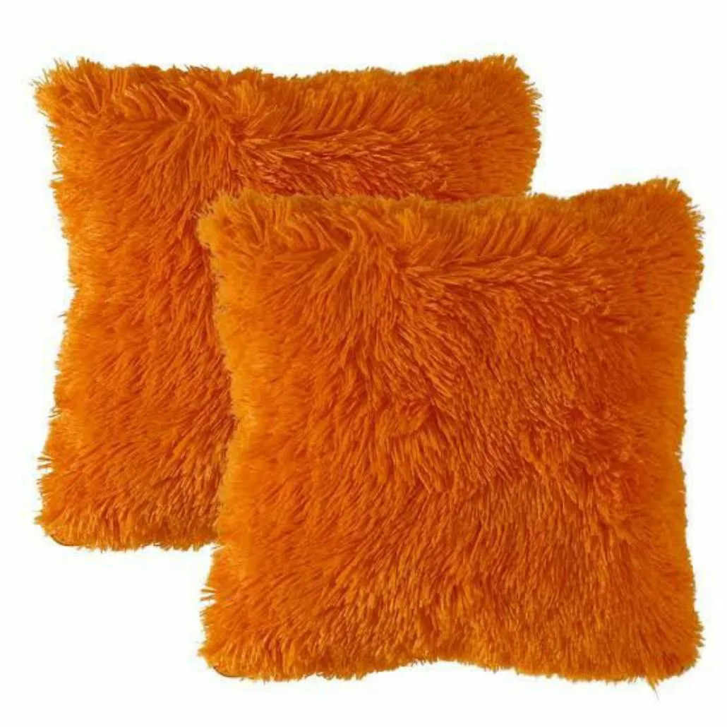 Fluffy Pillow Cover Set - Orange