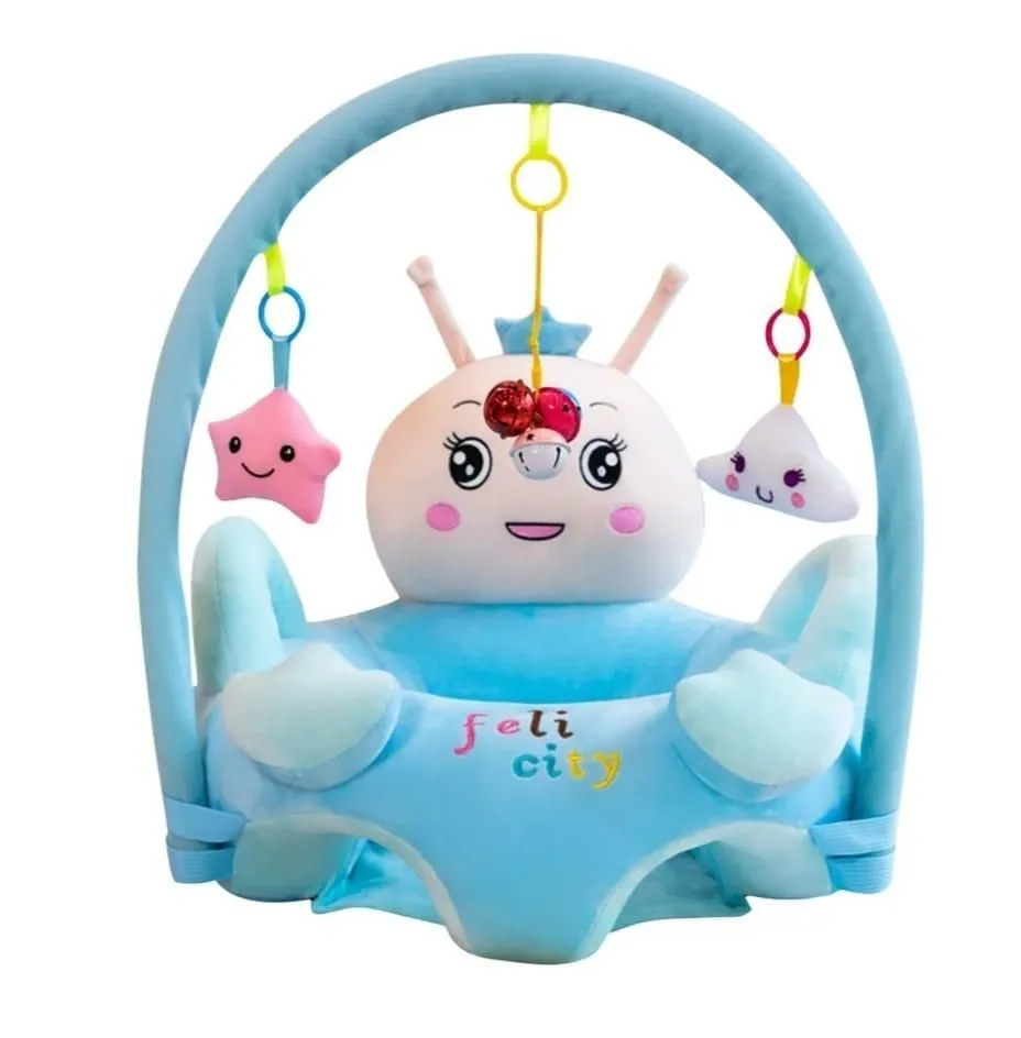 Kids Plush Chair Baby Seats Sofa With Game Pole - Blue