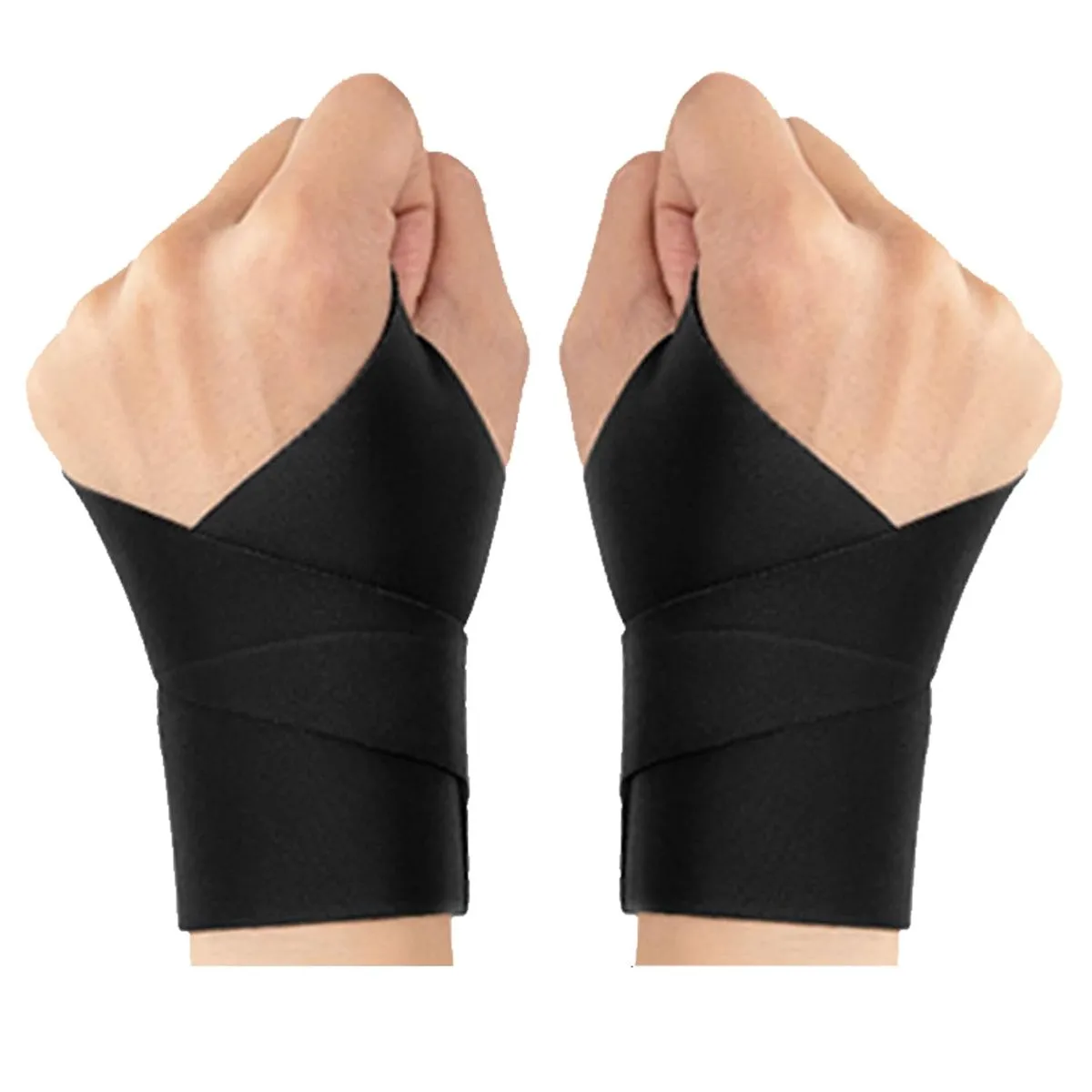 Wrist Support Brace Set (Left and Right)-Breathable Pressure Wrap - Black