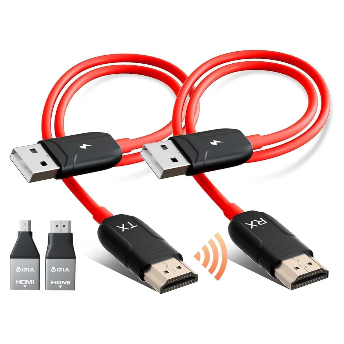 Vizia Wireless HDMI Transmitter & Receiver Extender - 50M Range - Red, Black