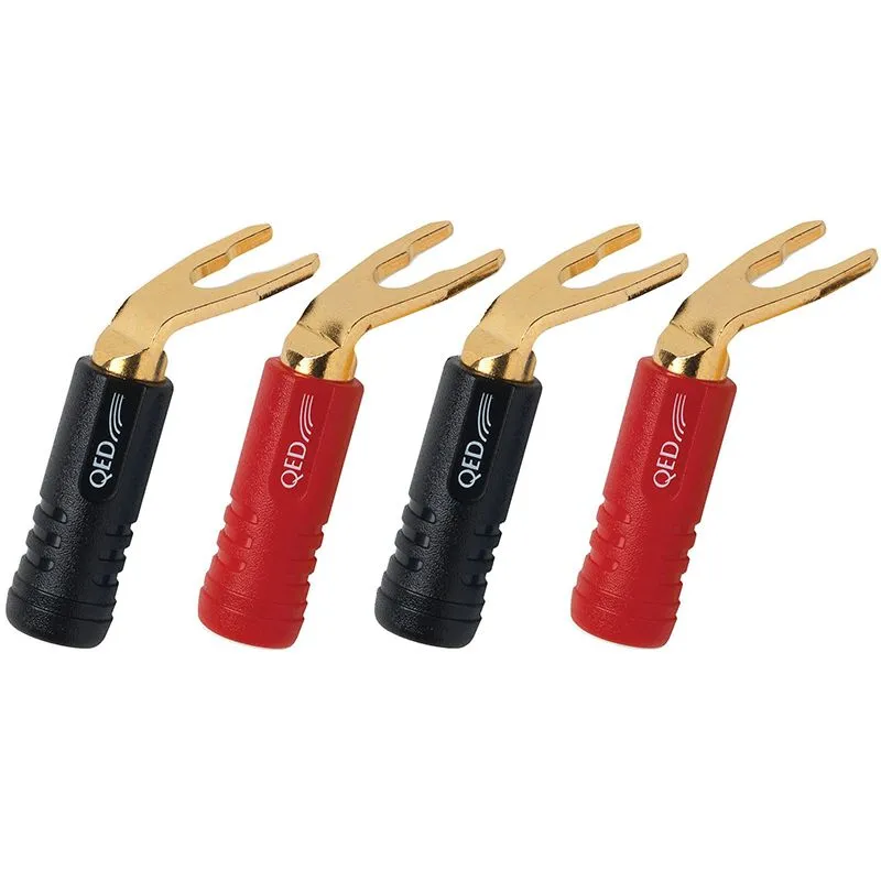 QED Screwlock ABS 4mm Banana / Spade Plug DUO Spades - 2Red/2Blk