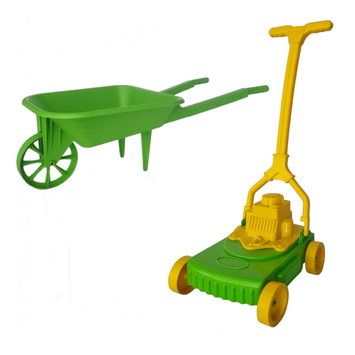 Lawnmower and Wheelbarrow Set for Kids - Green