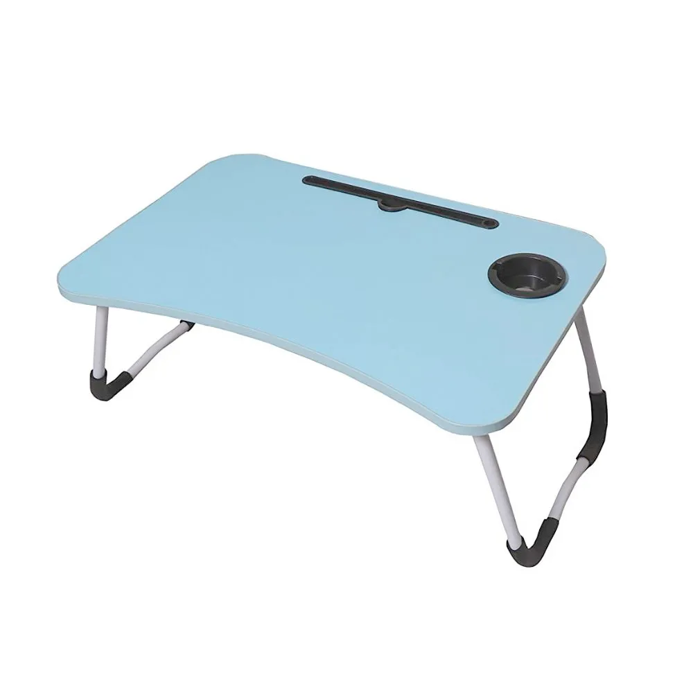 Foldable & Portable Laptop Desk & Serving Tray for Foods & Drinks - Blue