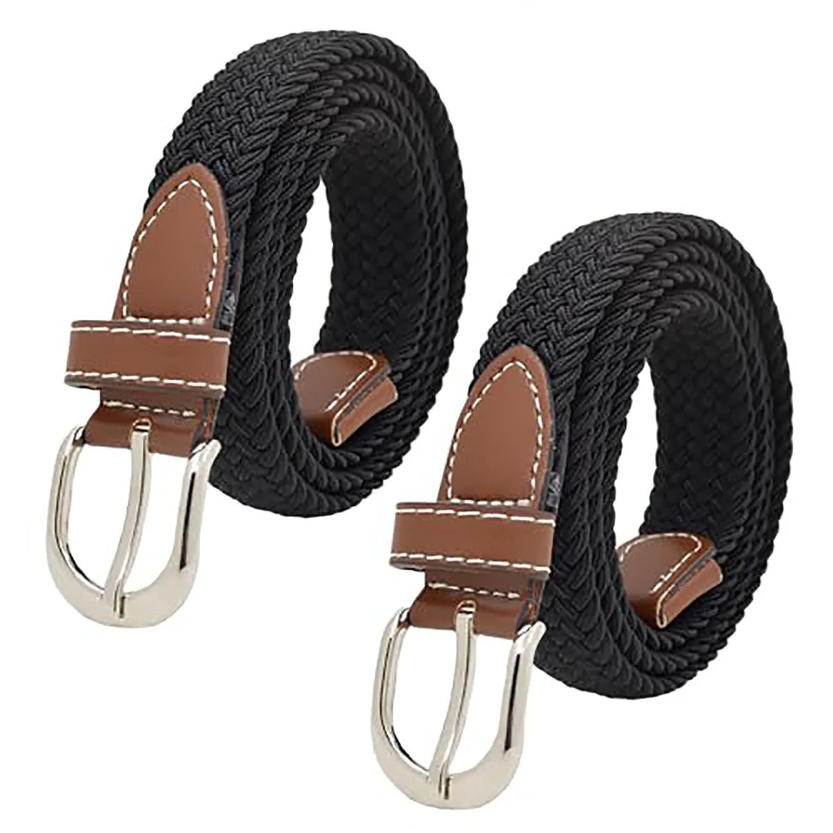 2 Pieces Elastic Belts Braided Belt for Women Girls