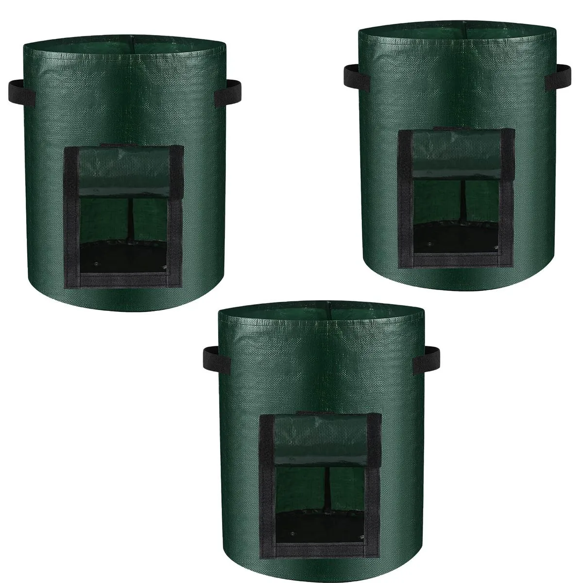 3 Pack 10 Gallon PE Fabric Potato Grow Bags with Flap Handles