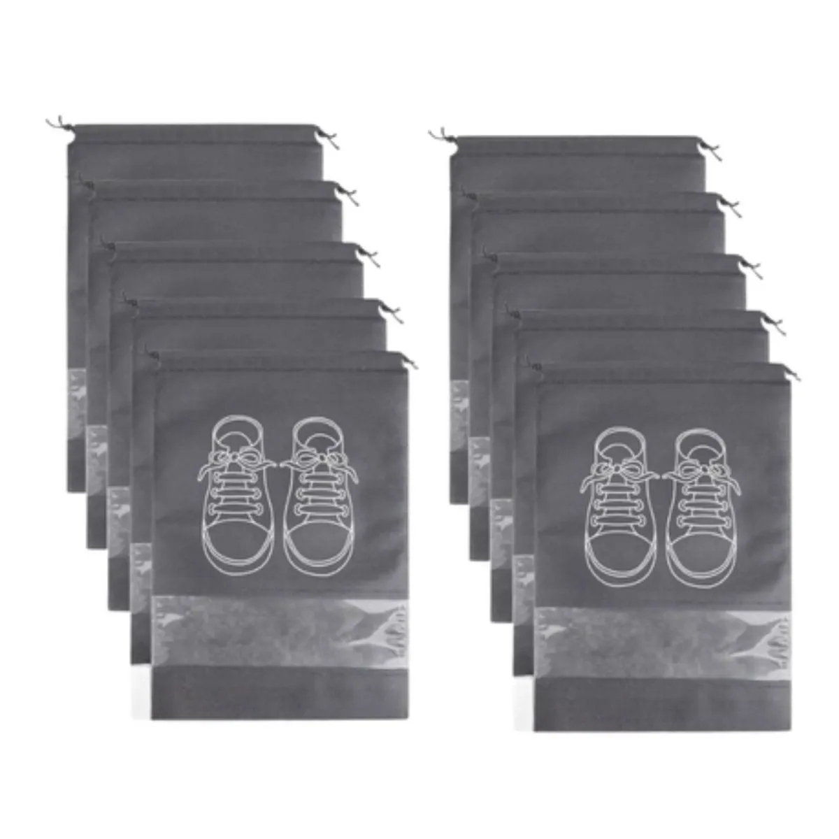 10-Pack Shoe Storage Bags with Clear Window and Drawstring Closure-L