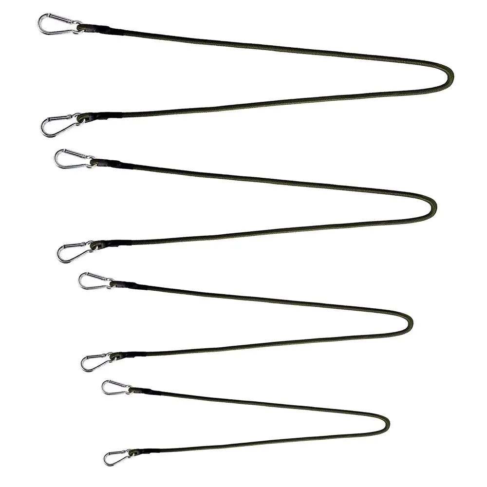 Camping Multi Use Elastic Carabiner Bungee Cord Tensioning Strap Set of 4