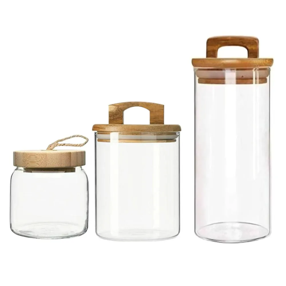 Spice Organizers & Racks Glass Storage Jars with Lids - Set of 3