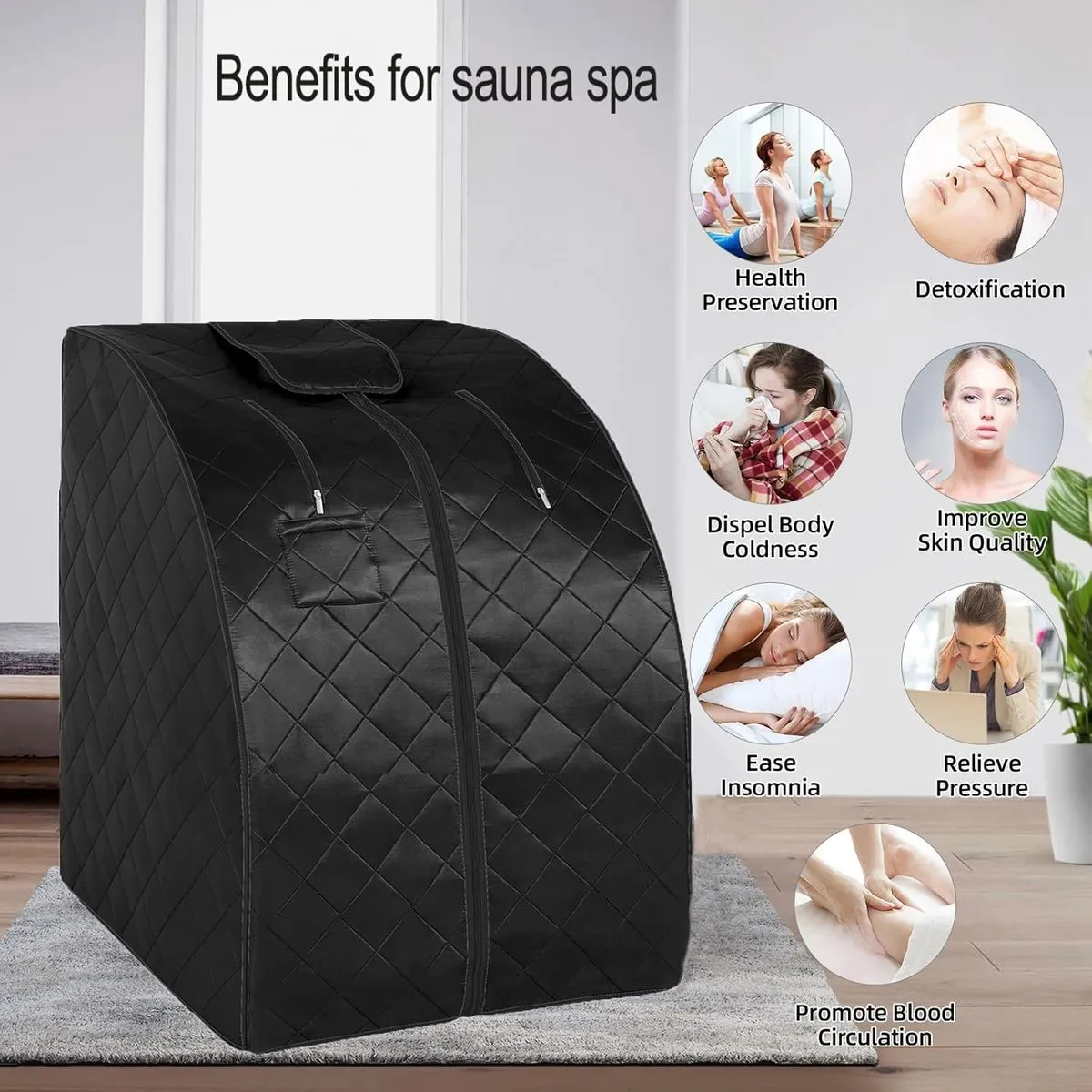 Spa Sauna Steam Tent - Spa Slimming Machine - Indoor Home Steam Sauna - Black