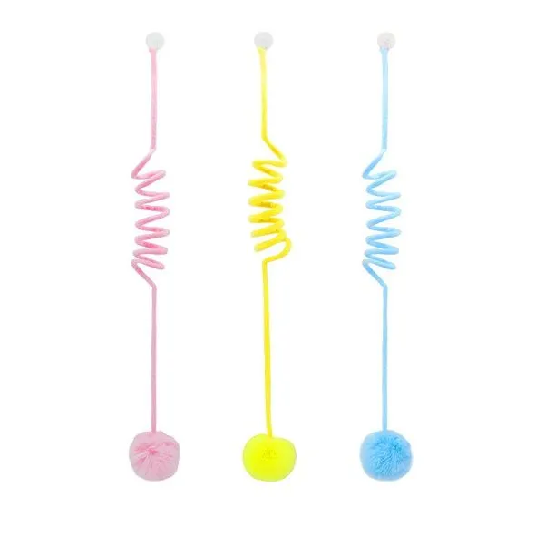 3 Pack Hanging Fluffy Catnip Ball Toys Interactive Teaser Retractable