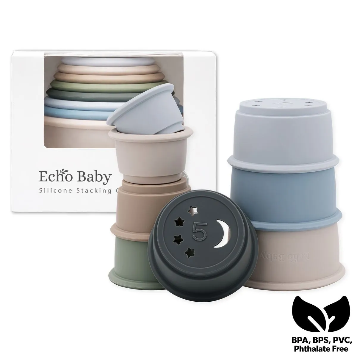 Echo Baby Silicone Stacking Cups - Ocean