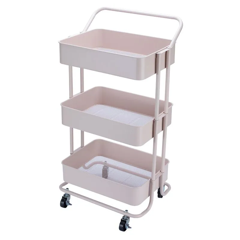Multifunctional Trolley Kitchen Storage Rack - Pink