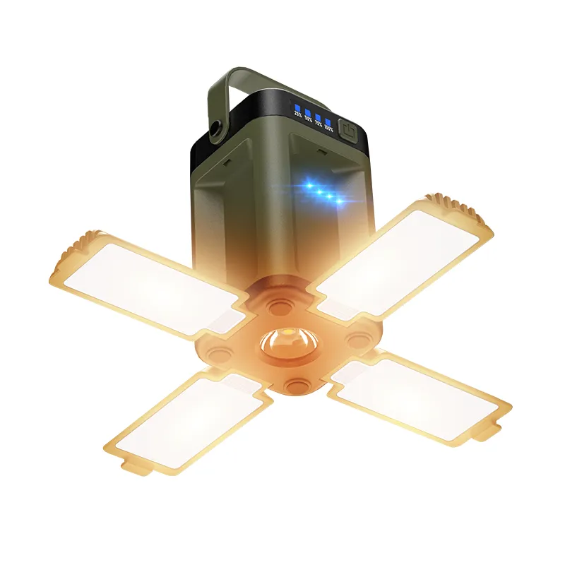4-Fold Leaf Solar Camping Lantern - Sun-Powered, 400LM Panoramic Lighting