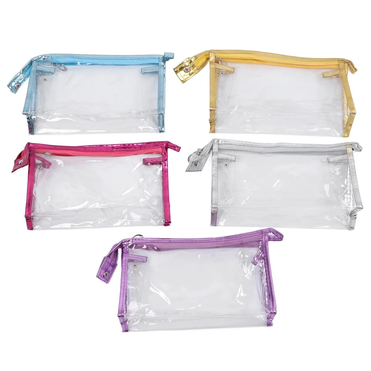 5 Pcs Clear PVC Cosmetic Bags with Handle Strap for Travel Toiletry