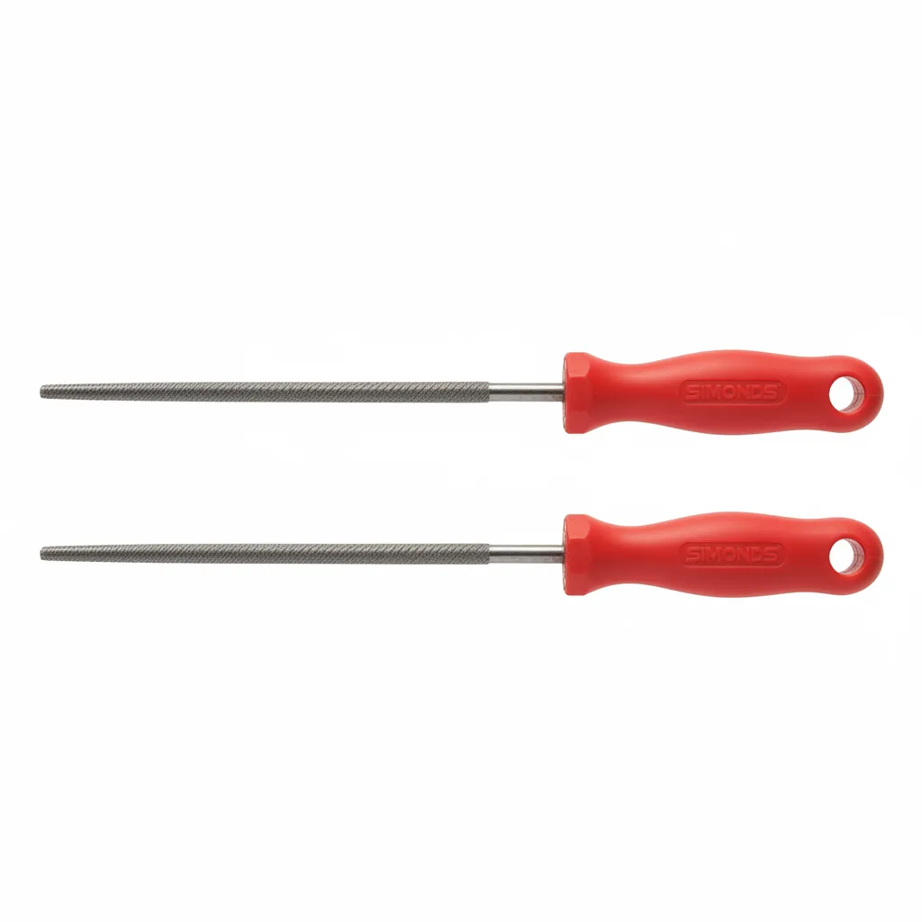 Simonds 8 Inch Round File Second Cut with Handle for Precision - 2 Pack