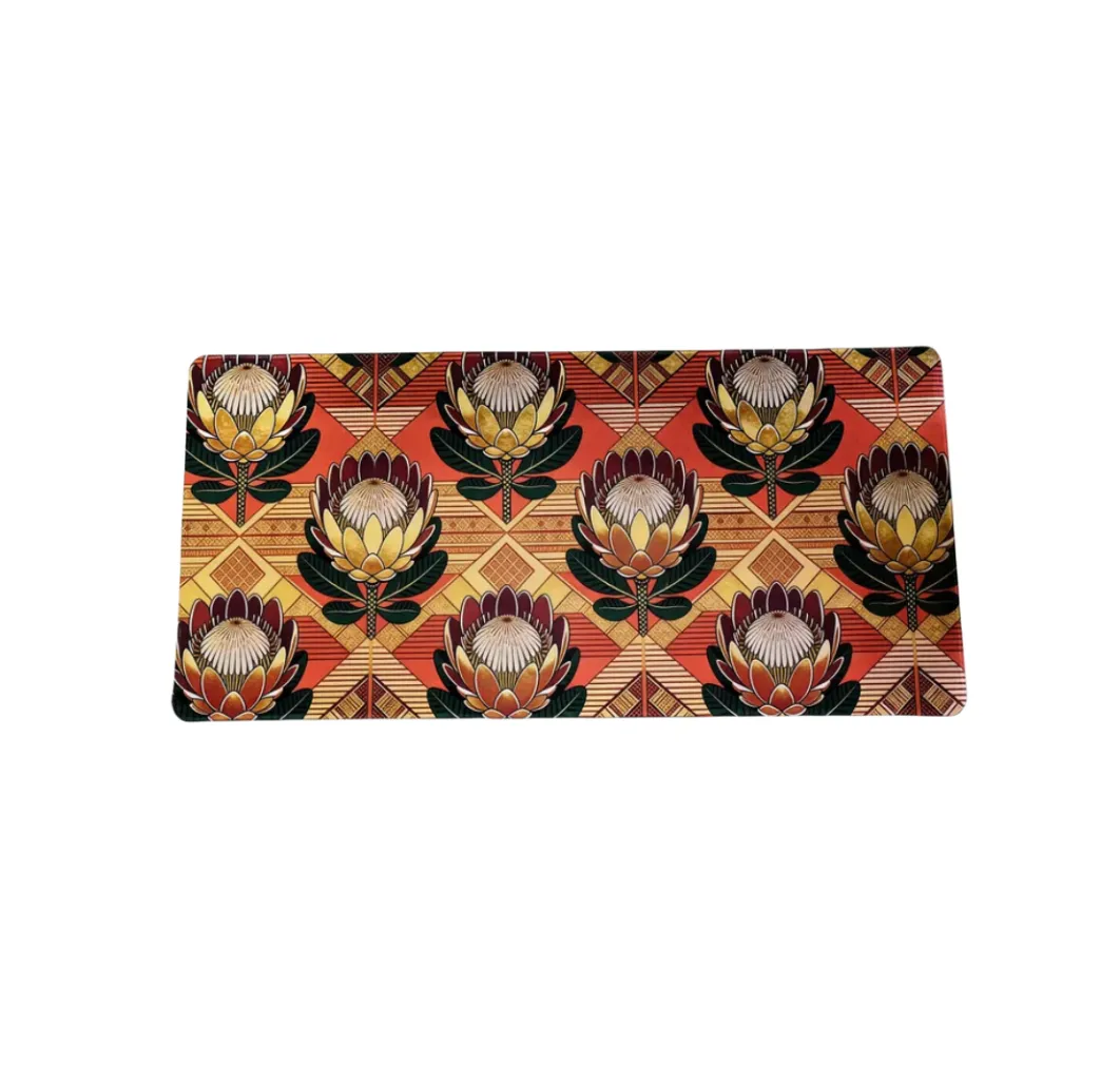 African Print Desk Mat 90cm x 40cm Large Gaming Mouse Pad - Ethnic Floral - Botanical