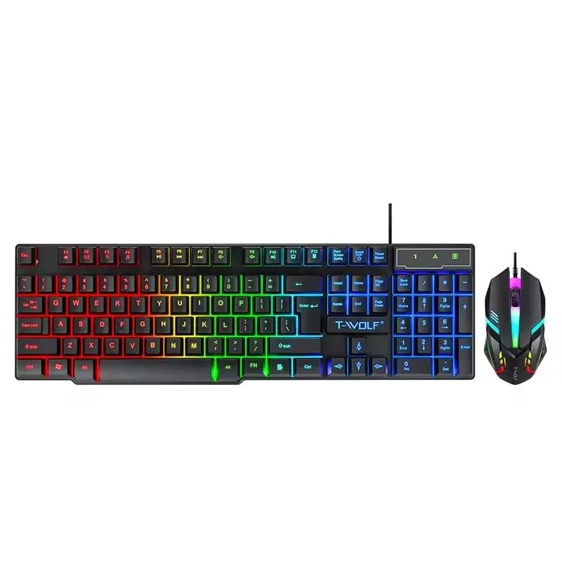 Gaming Keyboard and Mouse Set, RGB Backlit, USB Wired, Full-Size TF-200