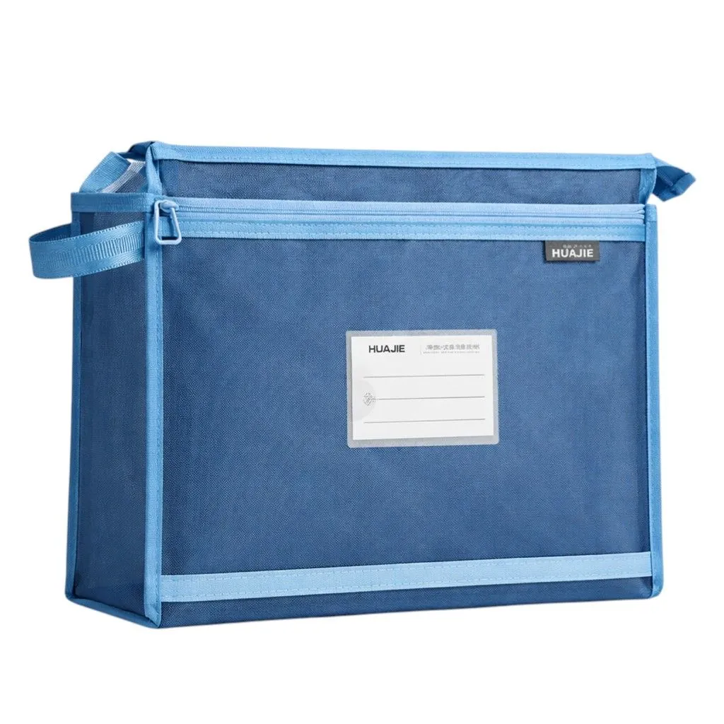 Huajie Double-Layer Zipper Document Organizer Storage Bag - Blue