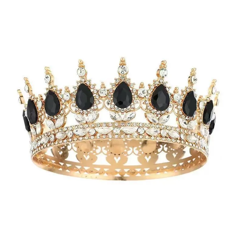 Crystal Queen Tiara for Women Wedding Prom Party Hair Accessories - Black, Gold