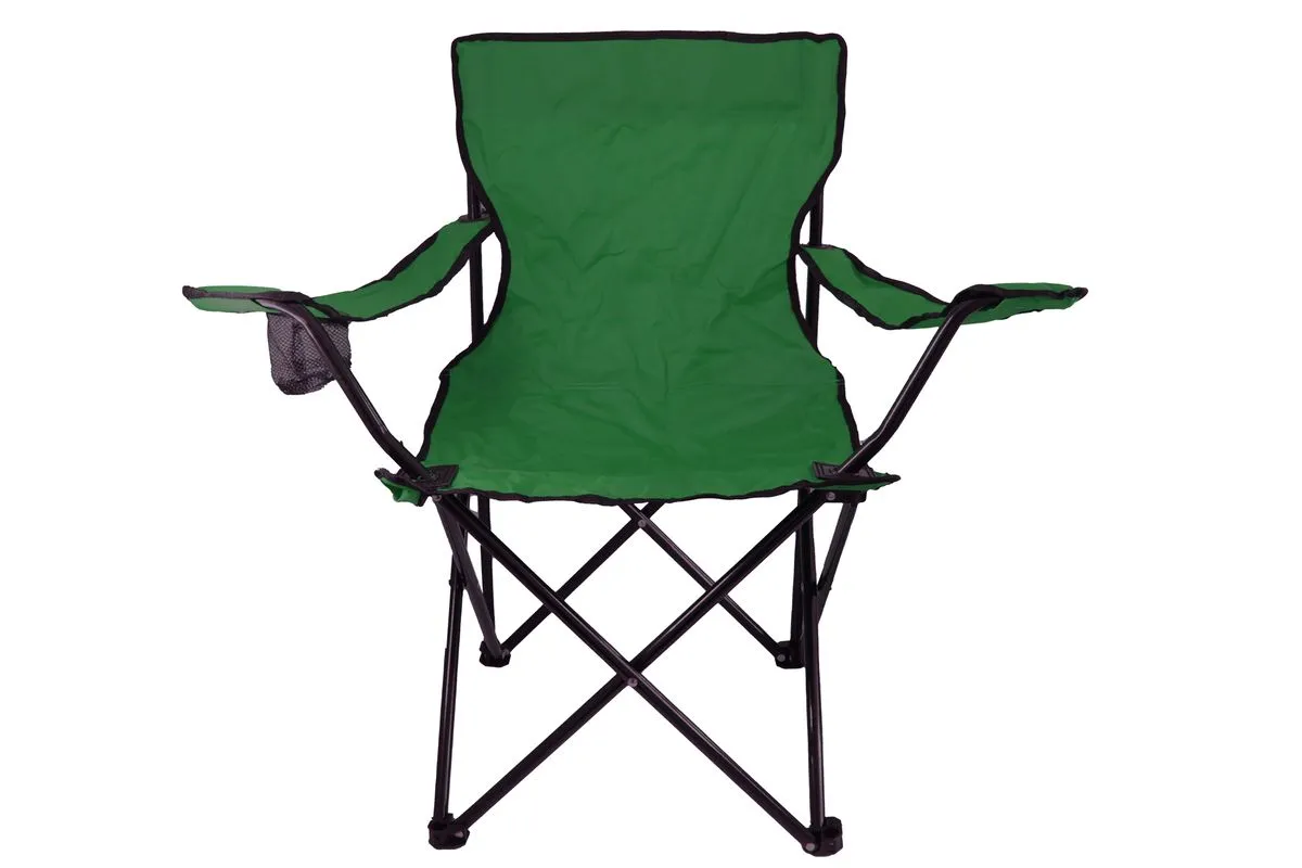 Metal Frame Folding Camping & Beach Chair With Carry Bag - Green