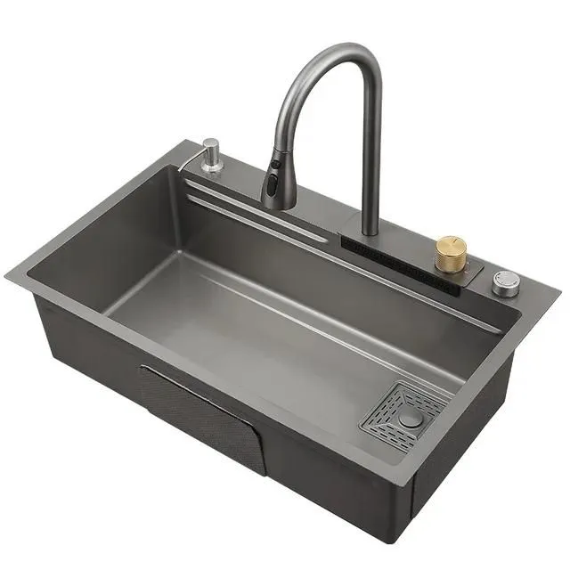 New Modern All in One Complete Black Kitchen Sink