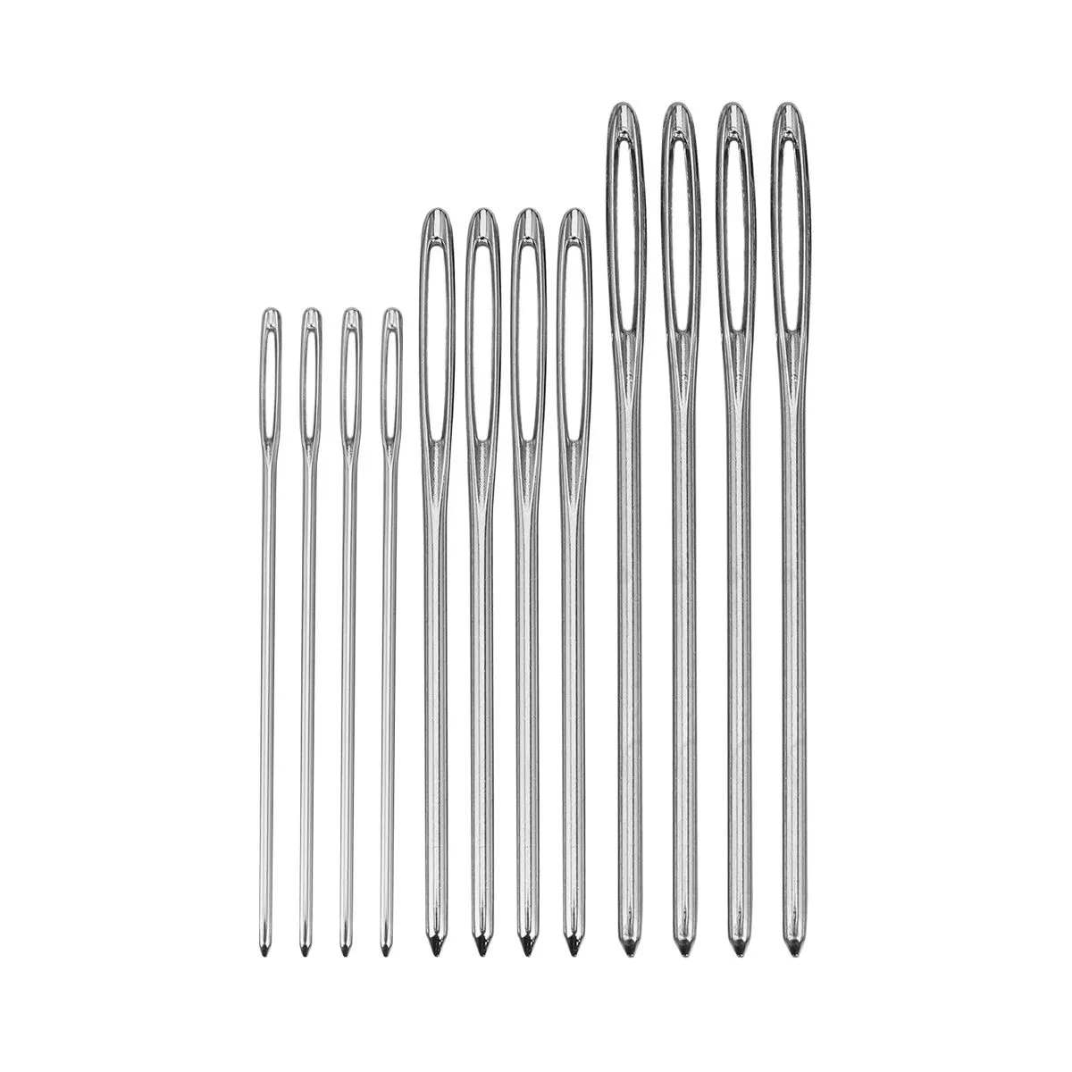 12 Pieces Steel Knitting Needles Sewing with Clear Bottle, 3 Sizes