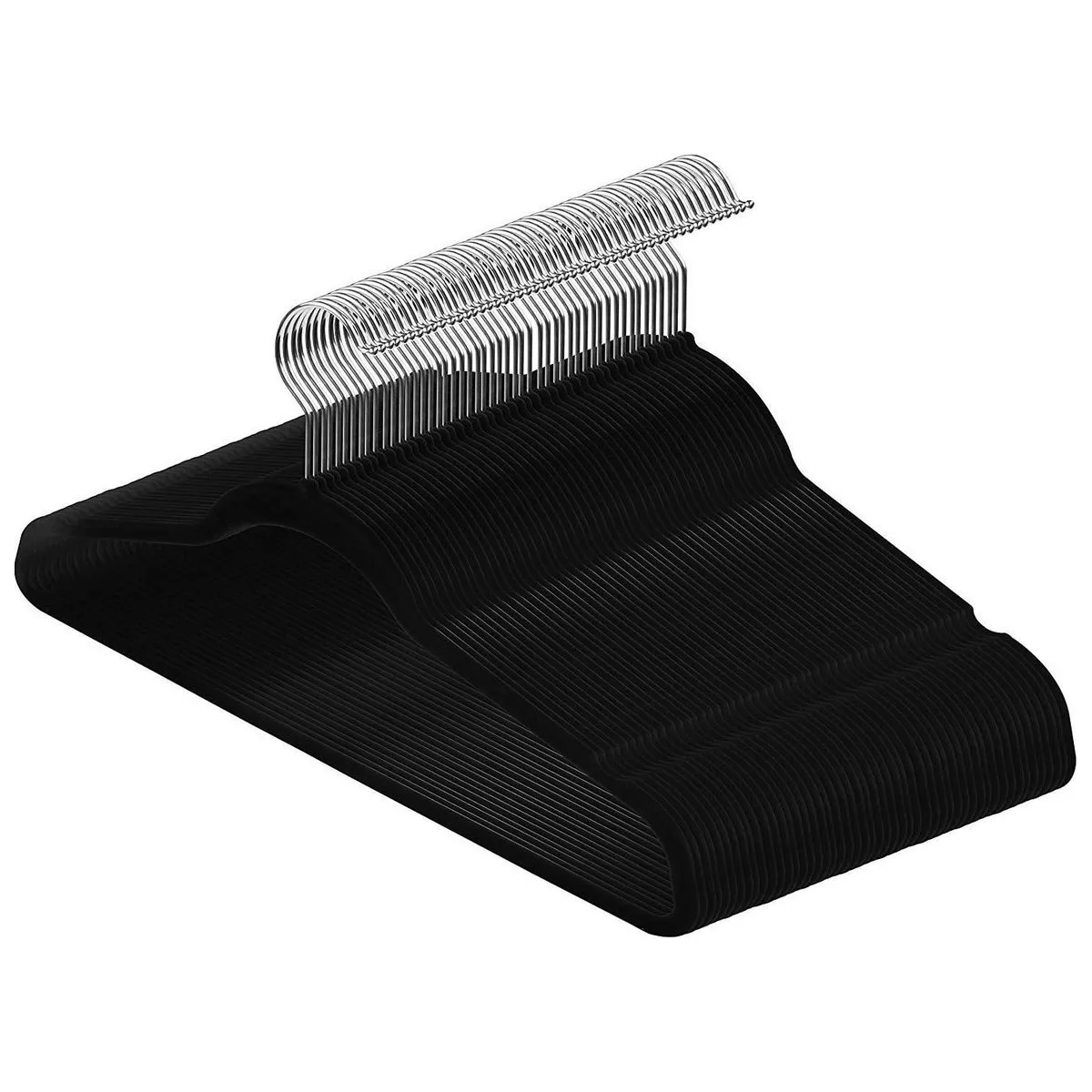 Velvet Ultra Thin Flocked Hanger - Pack of 20 - Black