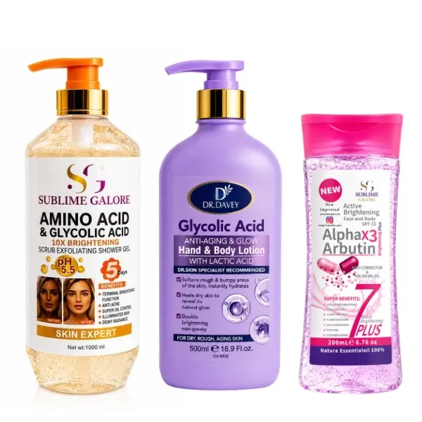 3-Piece Brightening Body Care Set with Glycolic Acid & Alpha Arbutin