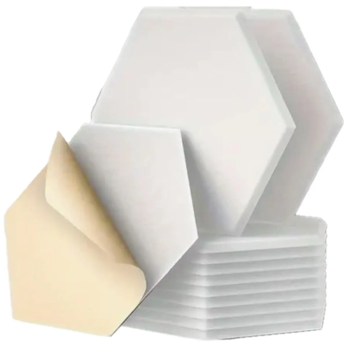 Echo-Less Acoustic Hexagon Panels Self-Adhesive - 12 pack - White