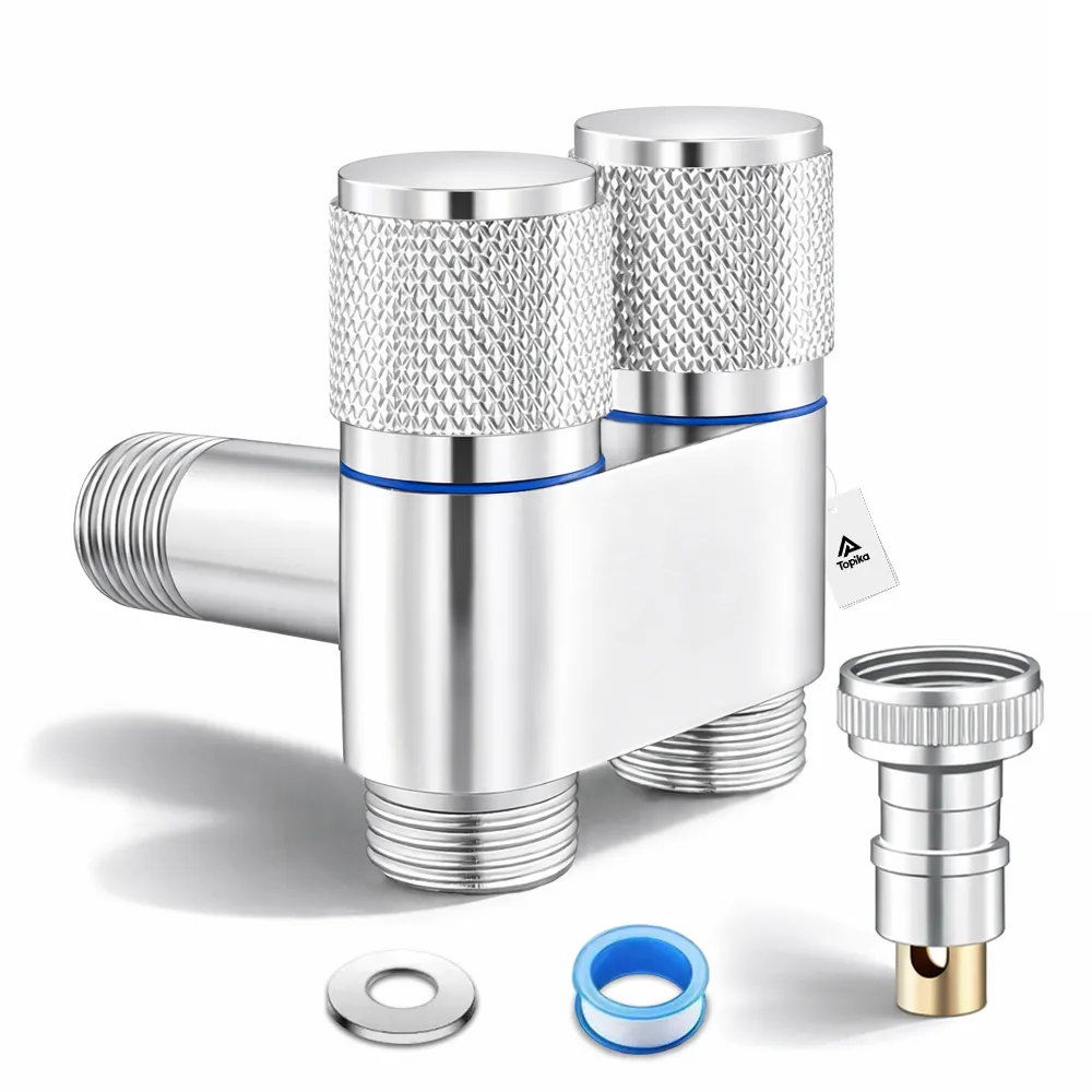 Topika 1/2" Double Switch Stainless Steel Angle Valve For All Scene, Sliver