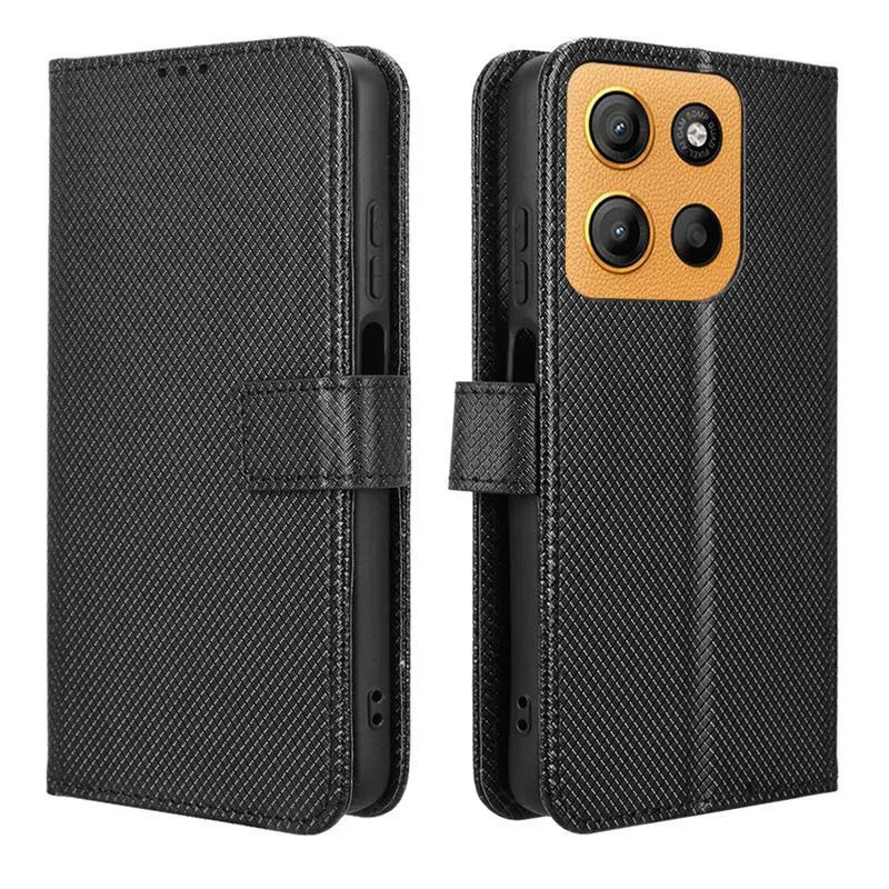 Flip Cases For Motorola G15 Magnetic Buckle Shockproof Wallet Cover - Black