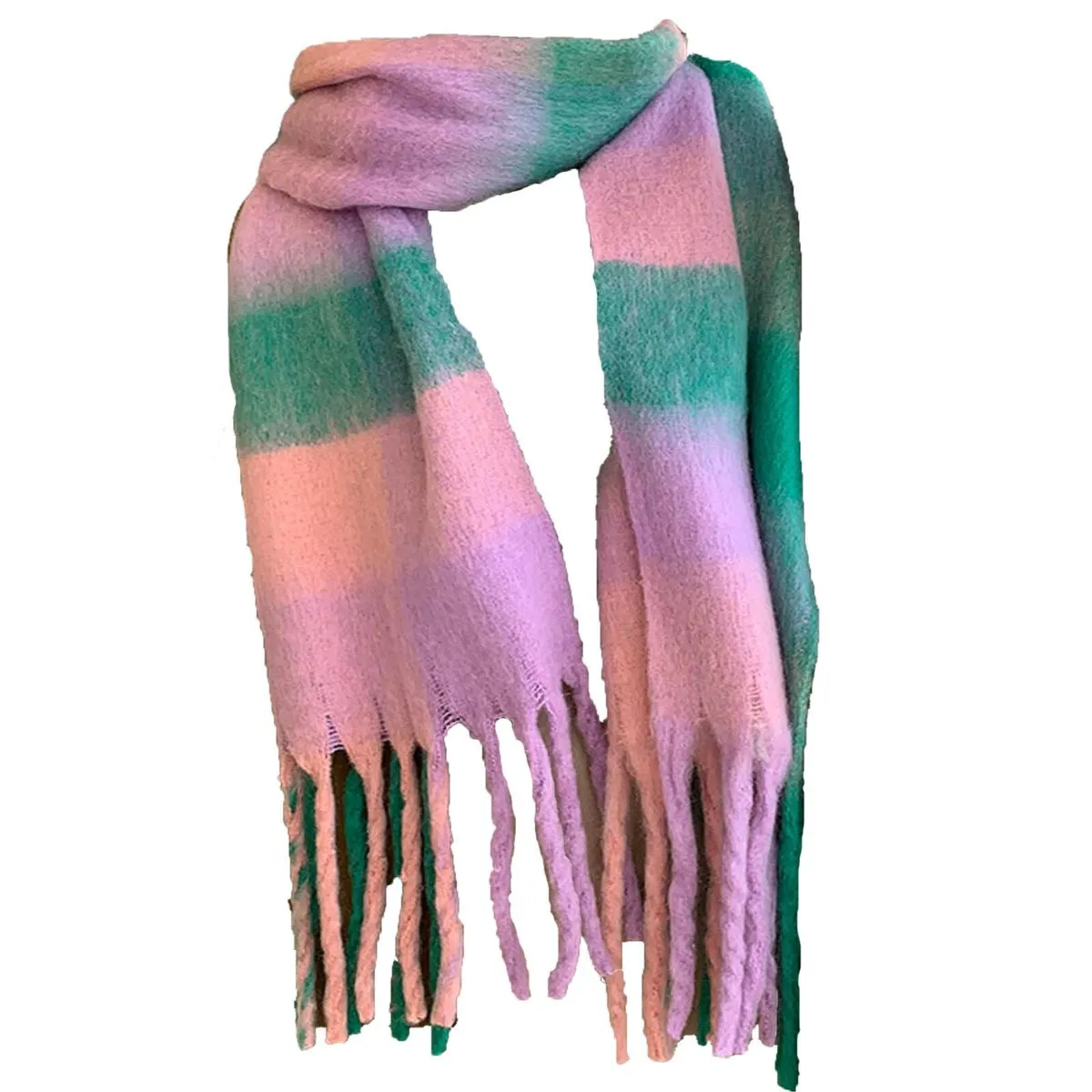 Winter Women Warm Scarf, Cold Weather Thick Blanket Scarfs Colorful Plaid