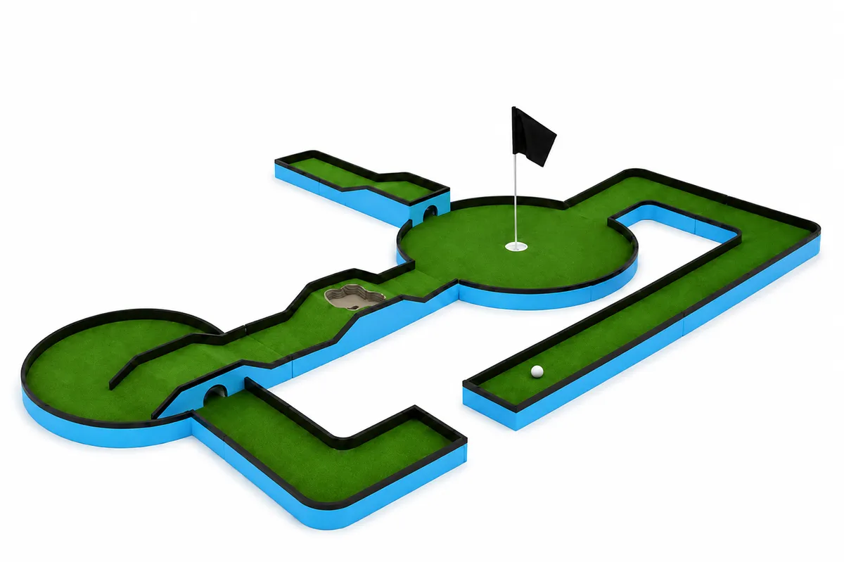Future Golf Star Mini Golf Puzzle Set 7 Lane Putt Putt Course 140+ Layouts - Blue