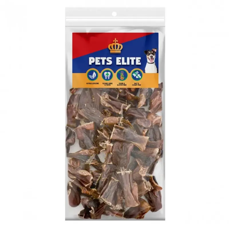Pets Elite Pig Ear Strips 450g - Natural Pork Ear Dog Chew