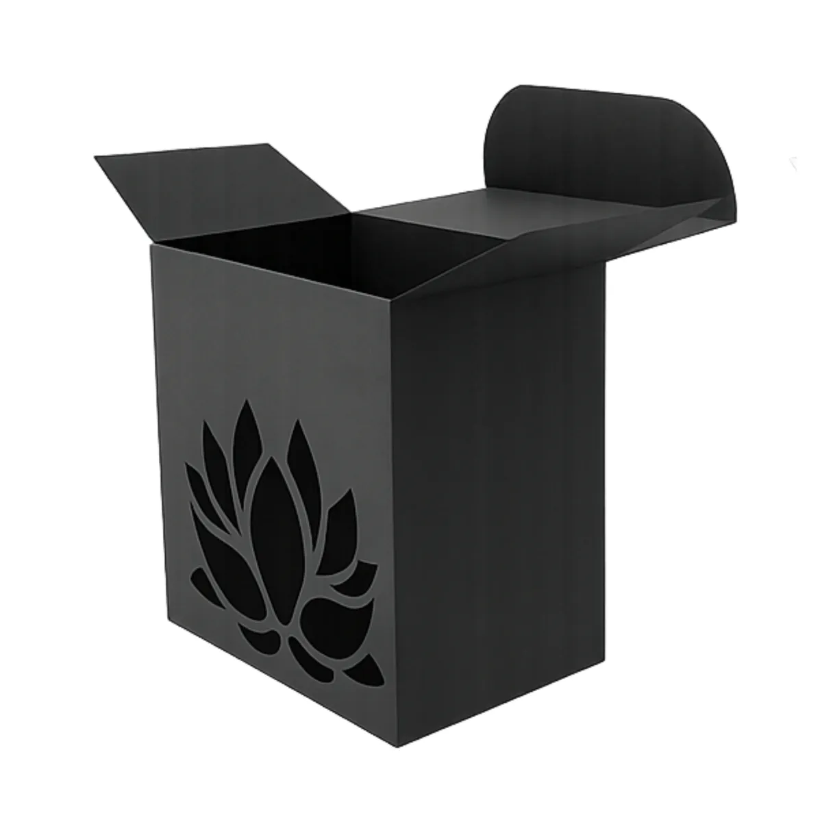 5 Pack Cardstock Packaging Box with Lotus Cut-Out Design - Approx. 8×6 cm - Black