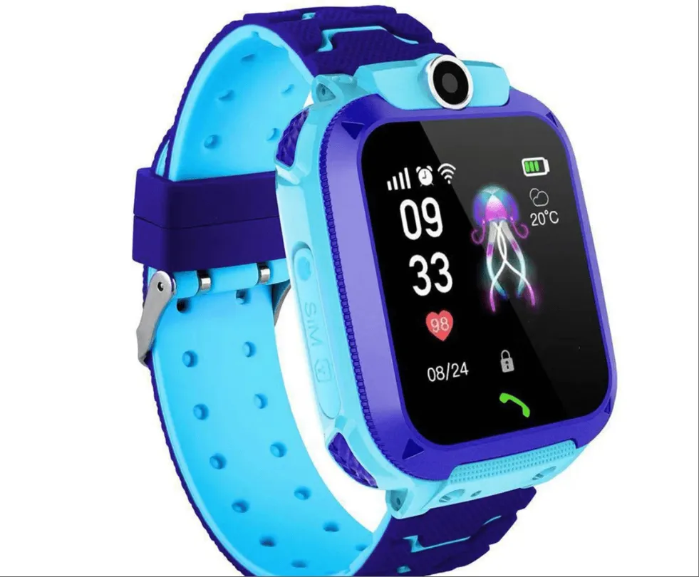 Kids GPS Tracker Smart Watch - SOS, Alarm Clock, Camera, School Mode - Blue - Blue