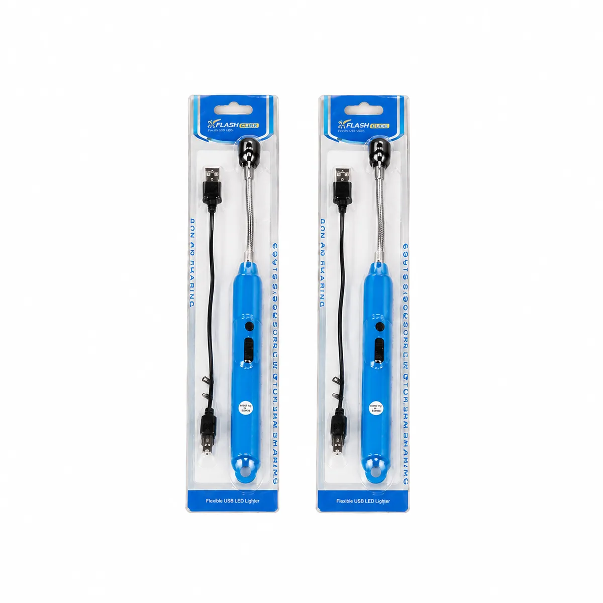 USB Rechargeable Lighter, Flameless, Windproof, 360 Flexible Neck ( 2 Pack) - Blue