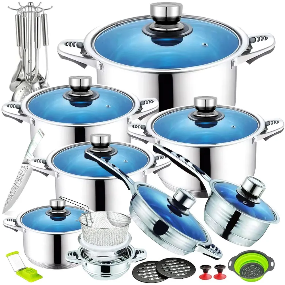 31Pcs - Hot Selling Kitchenware Non-Stick Stainless Steel Cookware Pots set