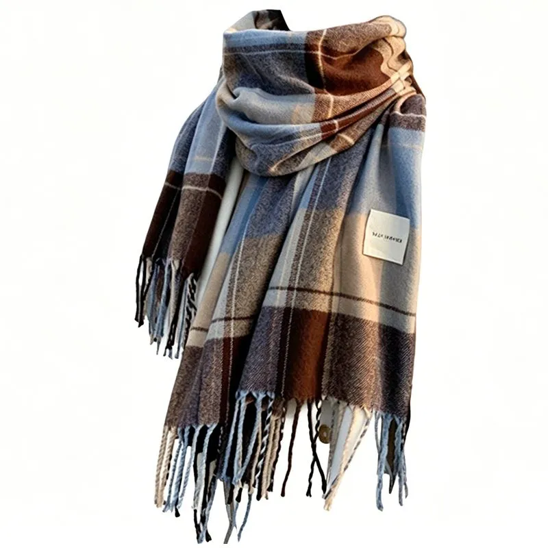 Women Winter Tartan Scarf - Soft Long Scarves Plaid Warm Shawl Wraps Scarfs