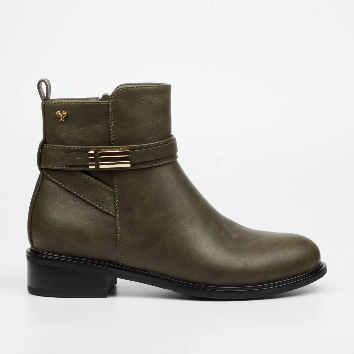 Butterfly Feet Huda 23 Olive Women Faux Leather Ankle Boots