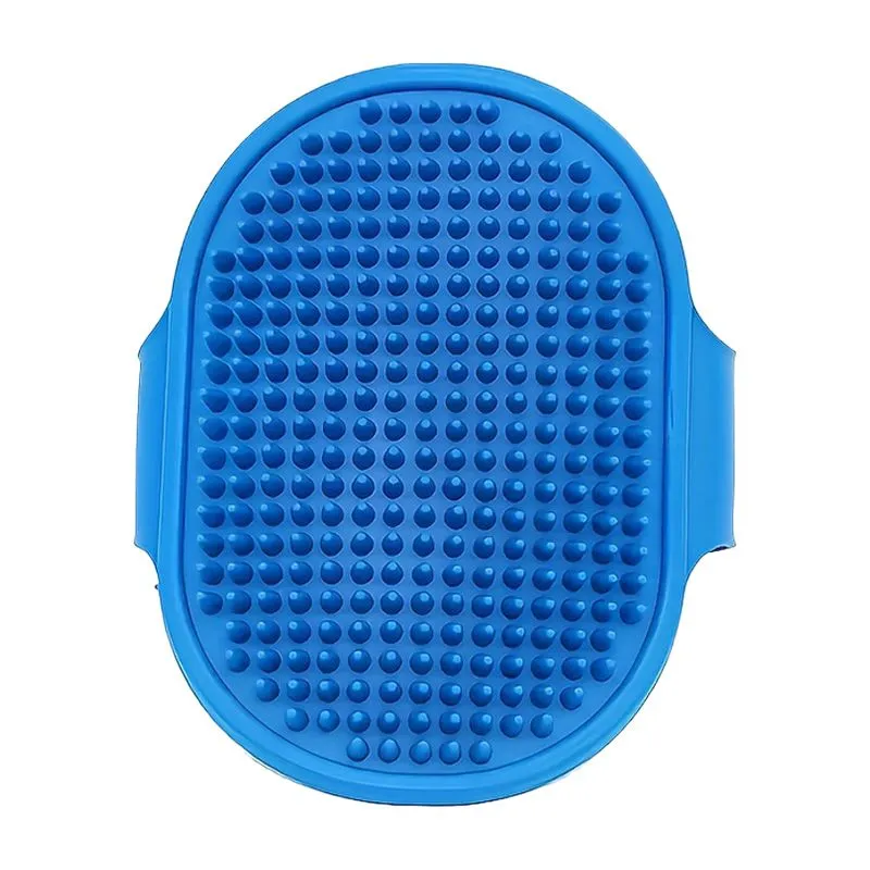 Pet Bathing Brush & Massage Gloves - Soft Silicone Grooming Tool - Blue