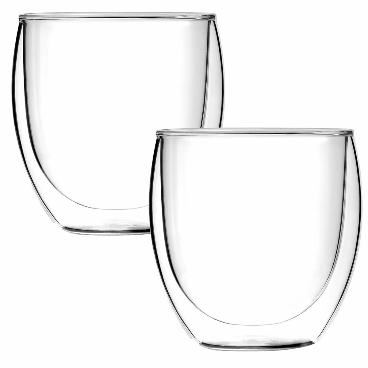 2Pcs Glass Mugs 8oz,Double Walled Insulated Glass Coffee Cups