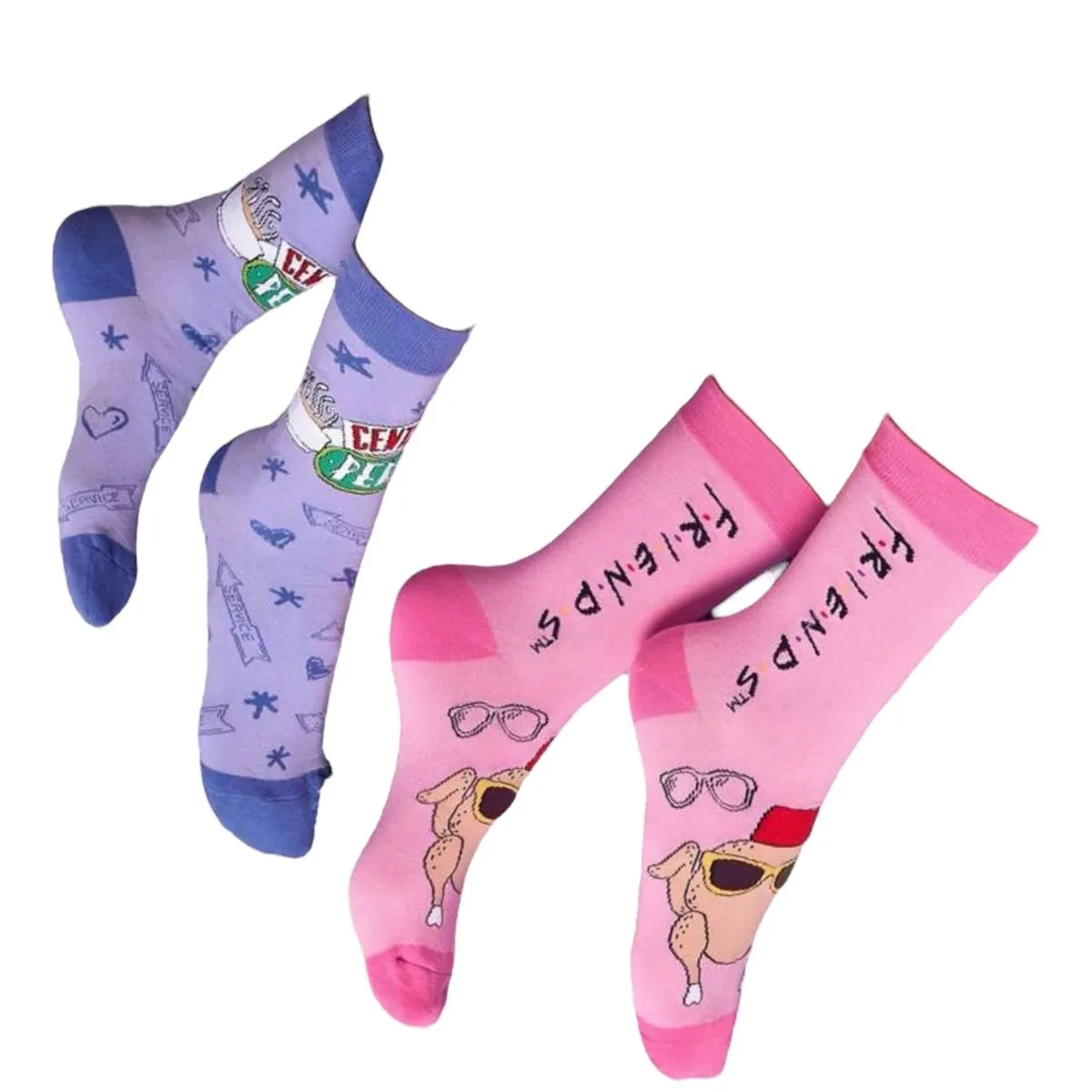 Friends 2-Pack Fun Socks - Central Perk & Turkey Design - Size 4-7