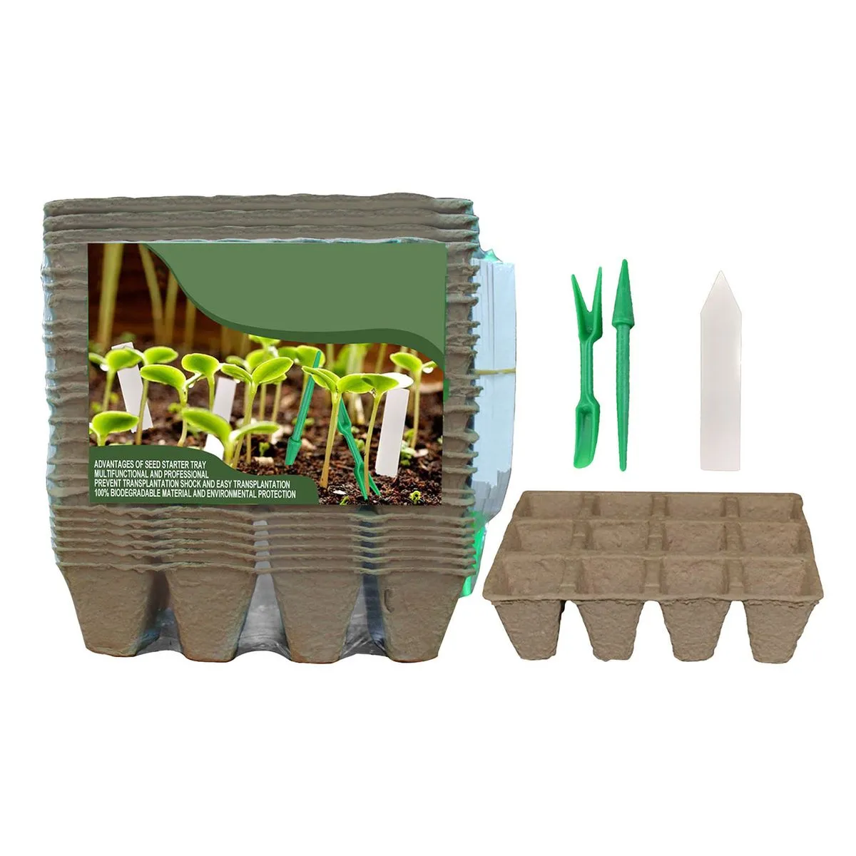 24 Pieces Biodegradable Seed Starter Trays Kit