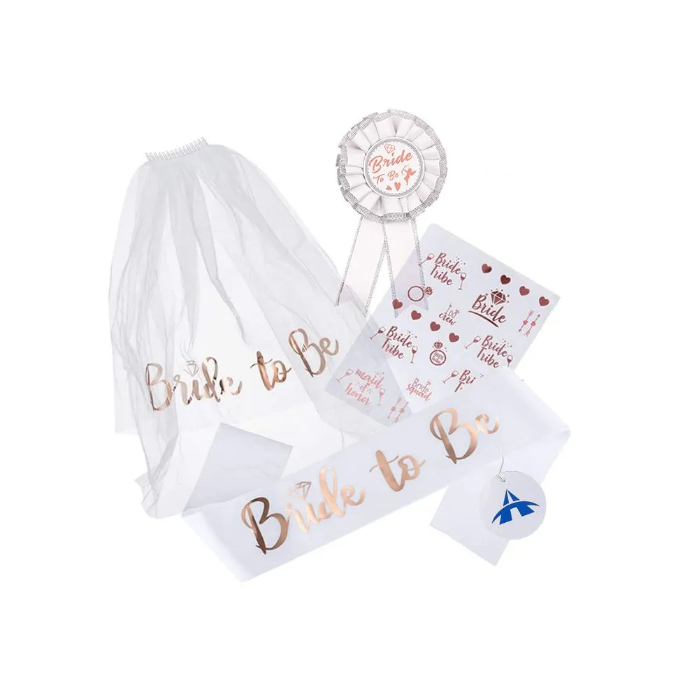 Bachelorette Party Decorations Rose Gold Glitter Kit Bride Sash Kit