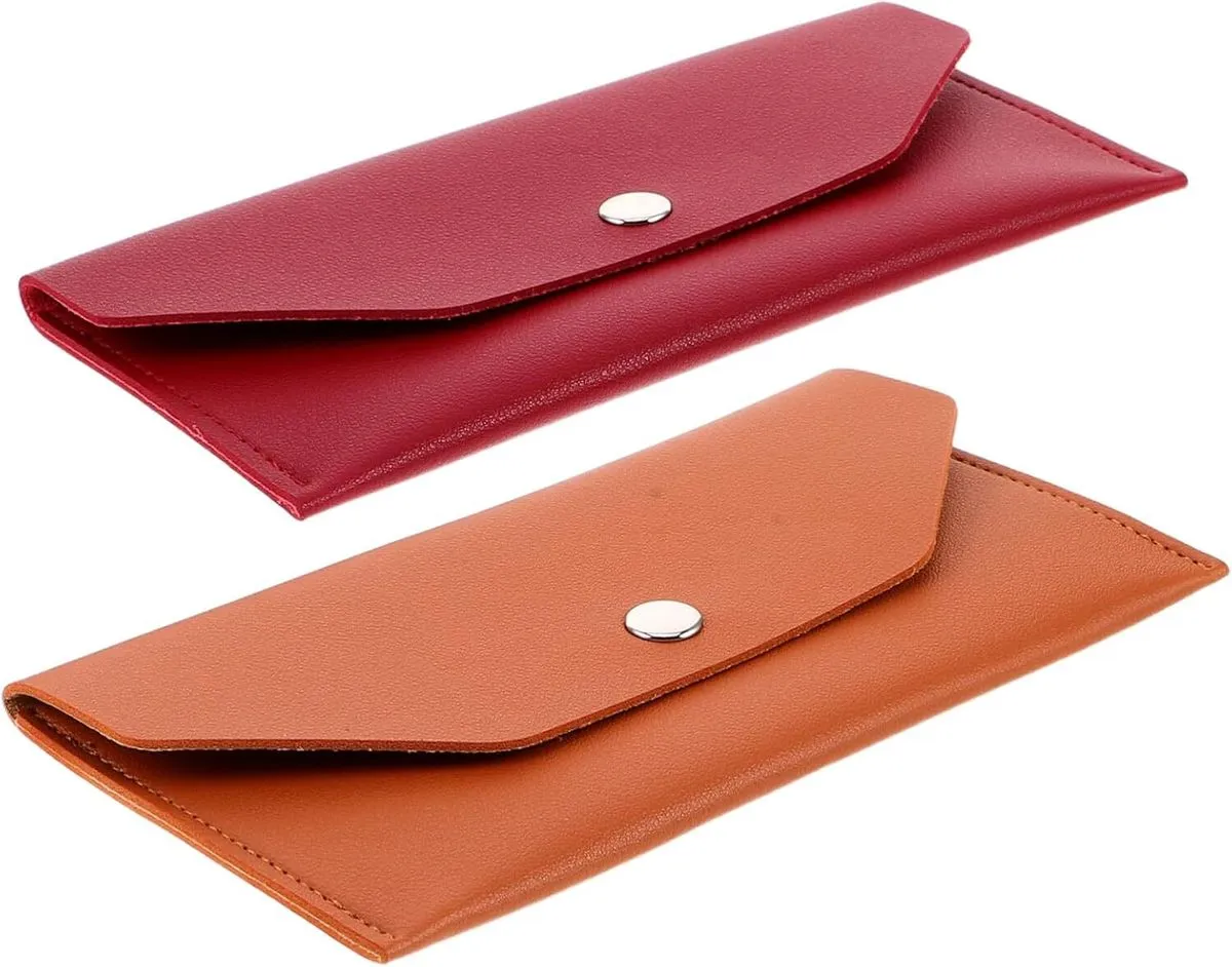 2pcs Reusable Cash Envelope Wallet Set for Budgeting Durable Pu Leather