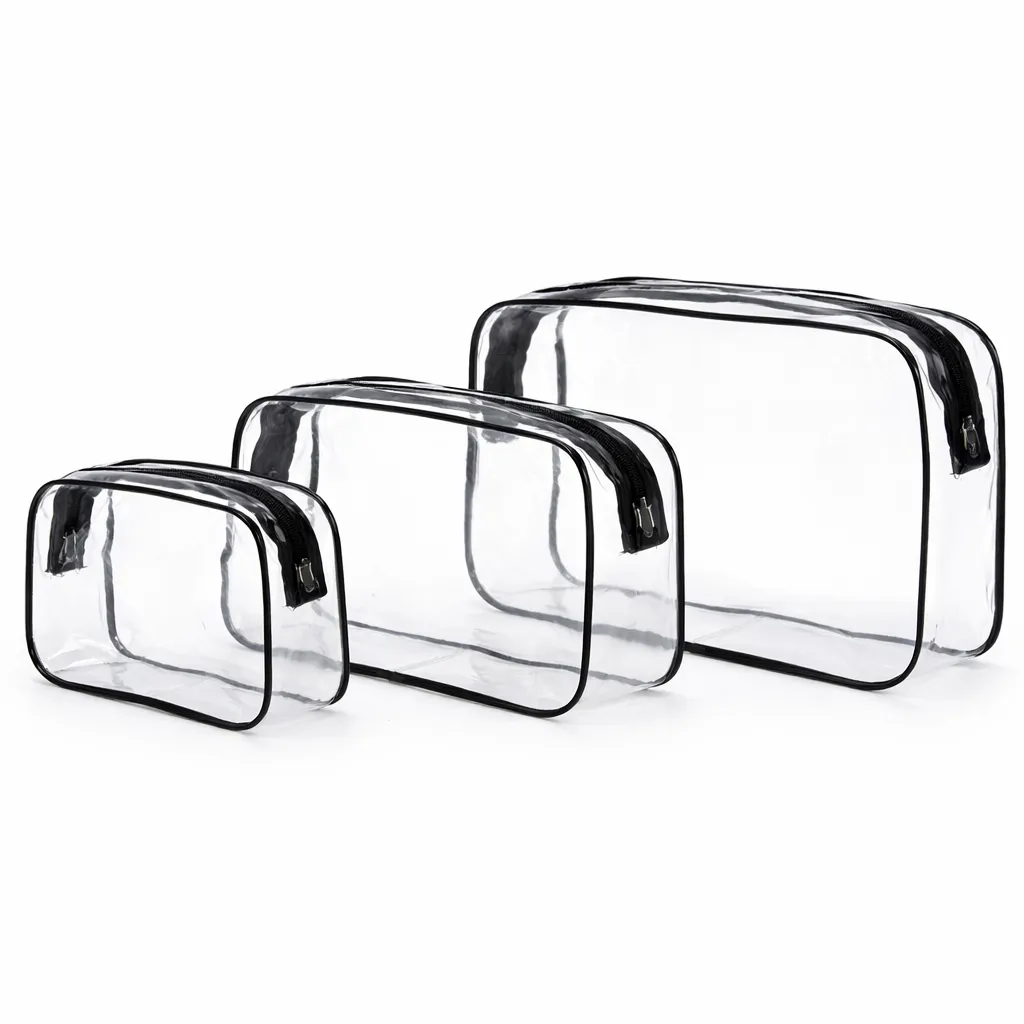 3-Piece Cosmetic Bag Set - Black